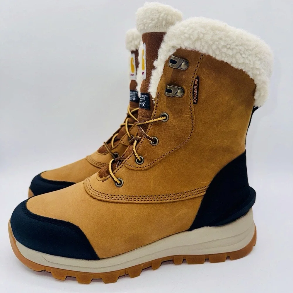 Carhartt Pellston Boots Women's Size 8.5 Gold Waterproof Leather‎ Shearling